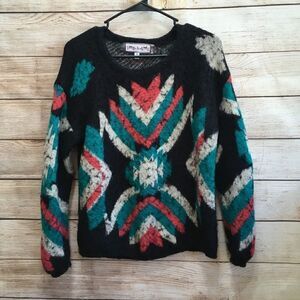 ANTHROPOLOGIE OONA & MAUD AZTEC DESIGN SWEATER IN BLACK